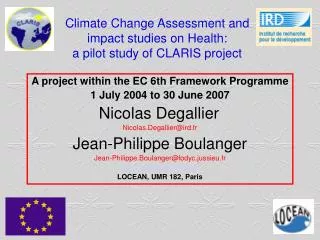 Climate Change Assessment and impact studies on Health: a pilot study of CLARIS project