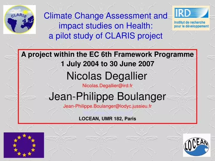 climate change assessment and impact studies on health a pilot study of claris project