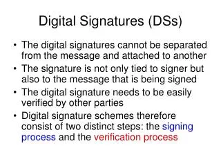 Digital Signatures (DSs)