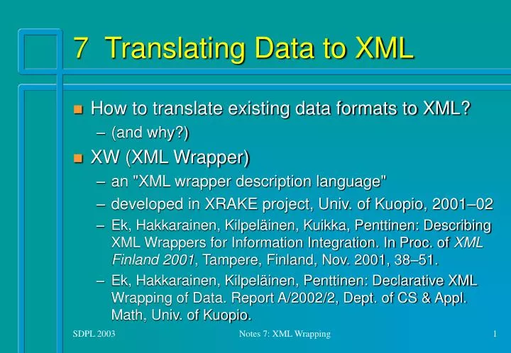 7 translating data to xml