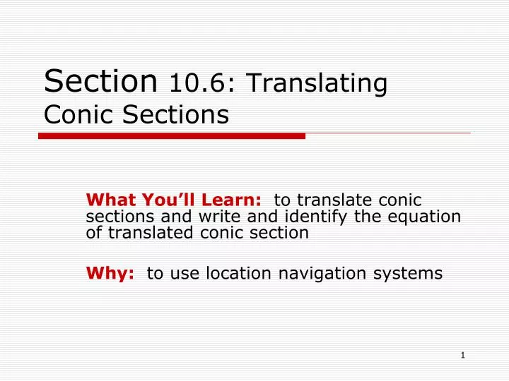 section 10 6 translating conic sections