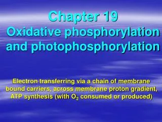 Chapter 19 Oxidative phosphorylation and photophosphorylation
