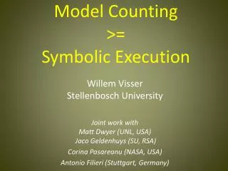 Model Counting &gt;= Symbolic Execution