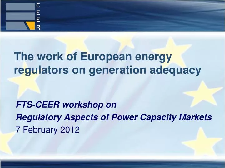 the work of european energy regulators on generation adequacy