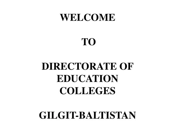 welcome to directorate of education colleges gilgit baltistan