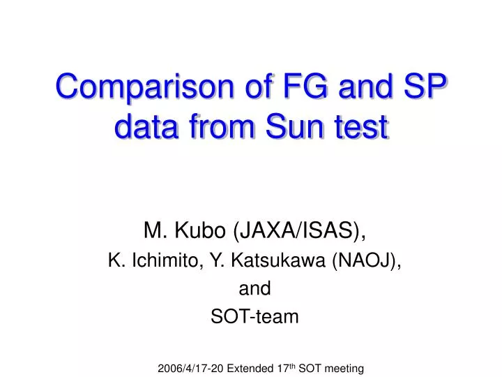 comparison of fg and sp data from sun test