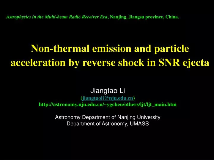 non thermal emission and particle acceleration by reverse shock in snr ejecta