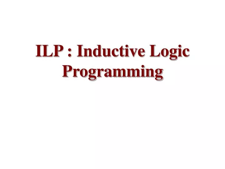 ilp inductive logic programming