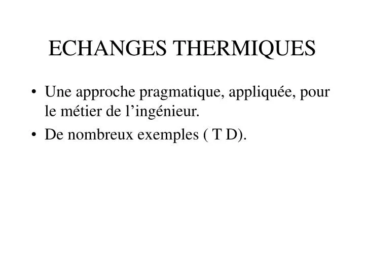 echanges thermiques