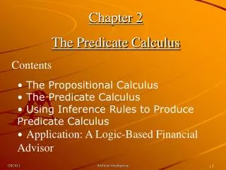 Chapter 2 The Predicate Calculus