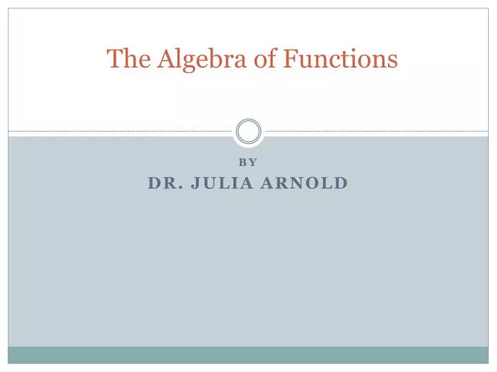 the algebra of functions