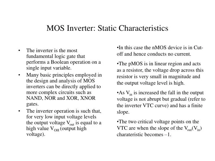 mos inverter static characteristics
