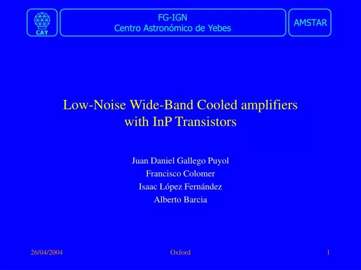 low noise wide band cooled amplifiers with inp transistors