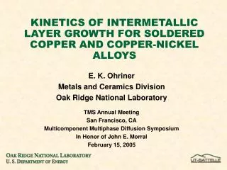 KINETICS OF INTERMETALLIC LAYER GROWTH FOR SOLDERED COPPER AND COPPER-NICKEL ALLOYS