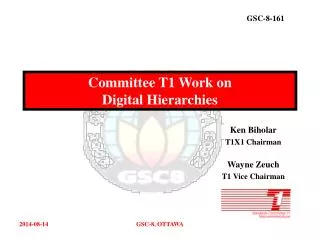 Committee T1 Work on Digital Hierarchies