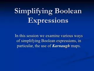 Simplifying Boolean Expressions