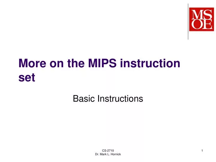 more on the mips instruction set