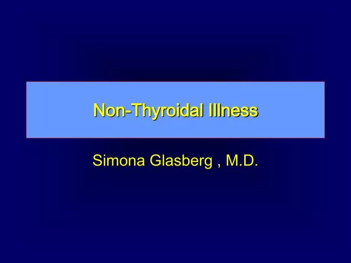 non thyroidal illness