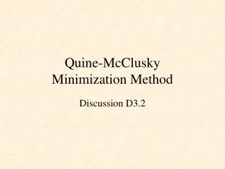 Quine-McClusky Minimization Method