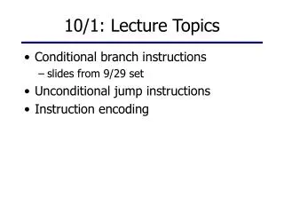 10/1: Lecture Topics