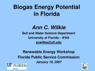 Biogas Energy Potential in Florida