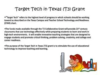 Target Tech in Texas (T3) Grant