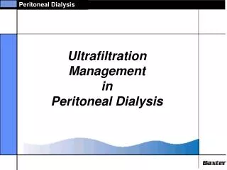 Ultrafiltration Management in Peritoneal Dialysis
