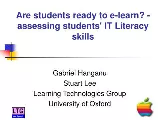 Are students ready to e-learn? - assessing students' IT Literacy skills