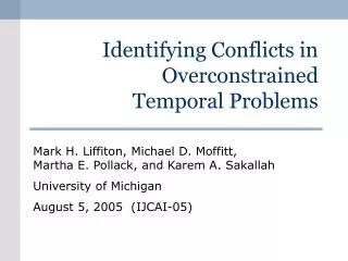 Identifying Conflicts in Overconstrained Temporal Problems