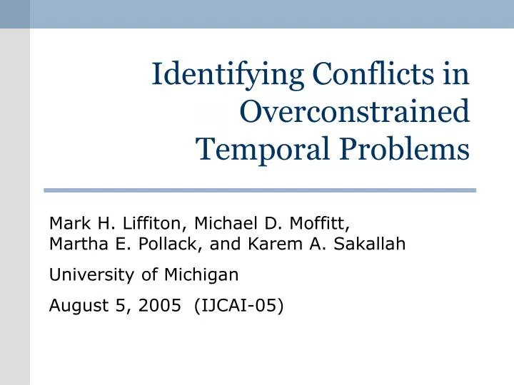 identifying conflicts in overconstrained temporal problems