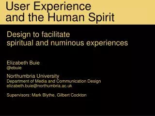 User Experience and the Human Spirit