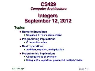 CS429 Computer Architecture