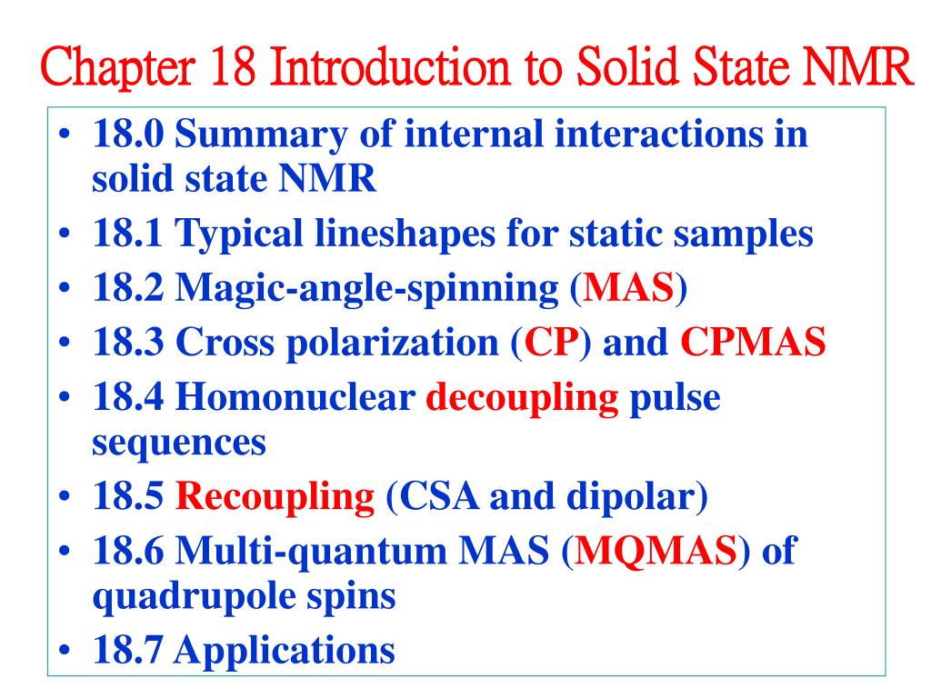 PPT - Chapter 18 Introduction to Solid State NMR PowerPoint ...