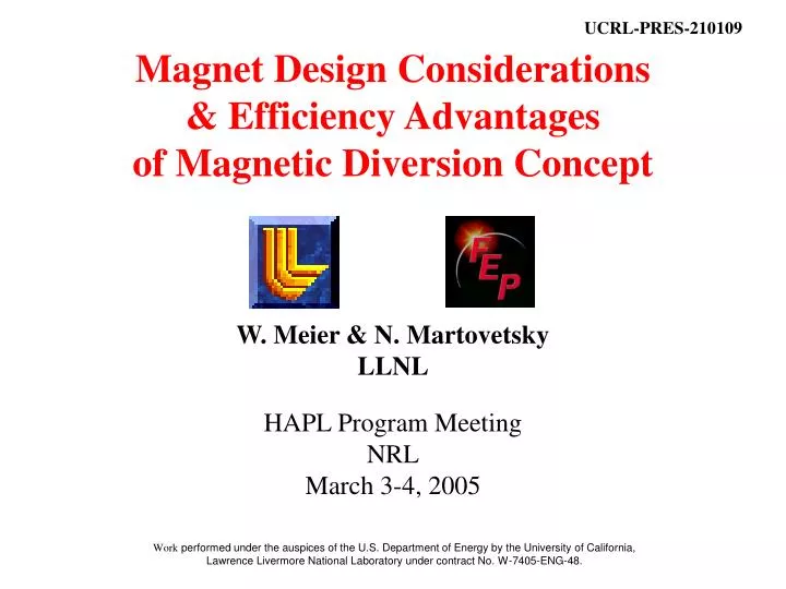 magnet design considerations efficiency advantages of magnetic diversion concept