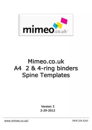 Mimeo.co.uk A4 2 &amp; 4-ring binders Spine Templates