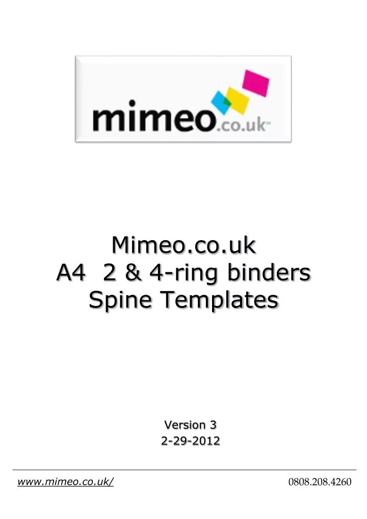 mimeo co uk a4 2 4 ring binders spine templates