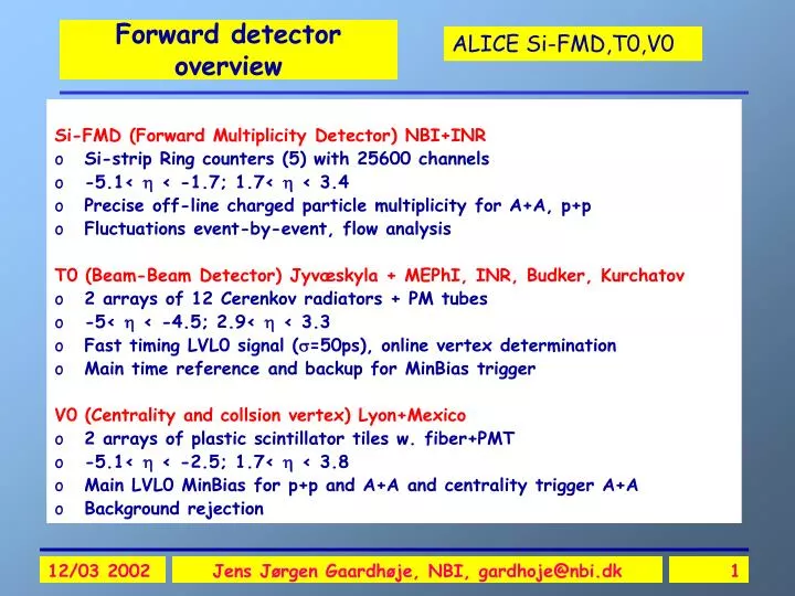forward detector overview