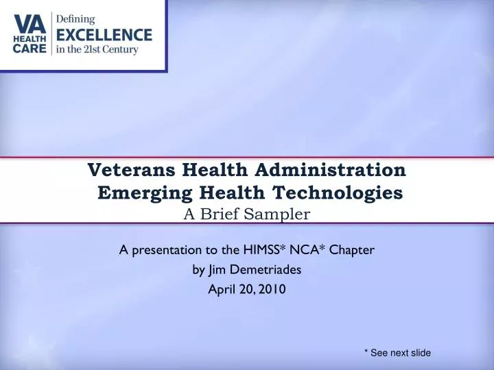 veterans health administration emerging health technologies a brief sampler