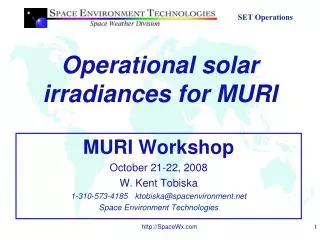 Operational solar irradiances for MURI