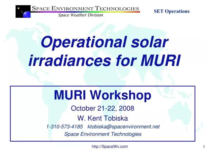 operational solar irradiances for muri