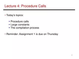 Lecture 4: Procedure Calls