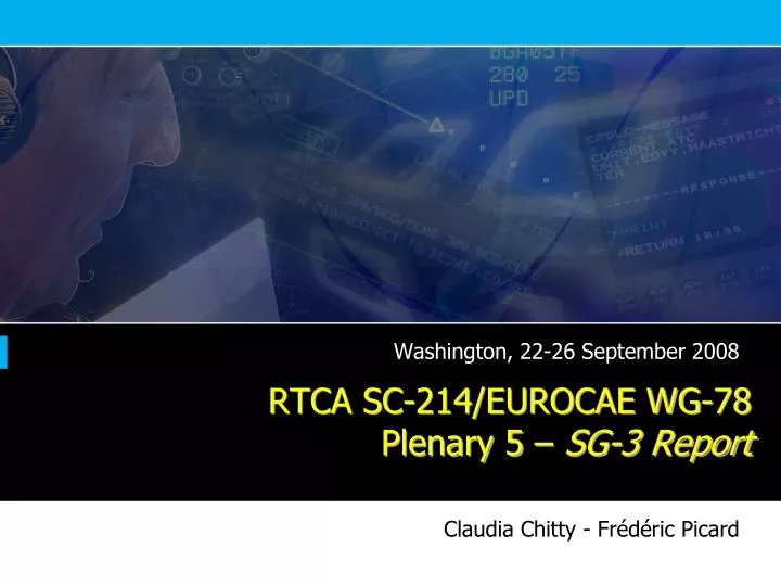 rtca sc 214 eurocae wg 78 plenary 5 sg 3 report