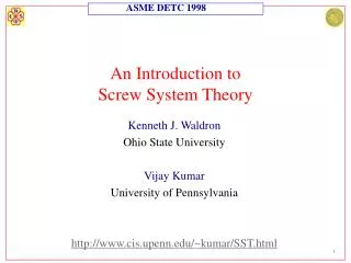 An Introduction to Screw System Theory
