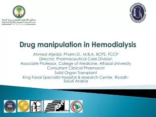Drug manipulation in Hemodialysis