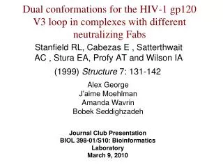 Dual conformations for the HIV-1 gp120 V3 loop in complexes with different neutralizing Fabs