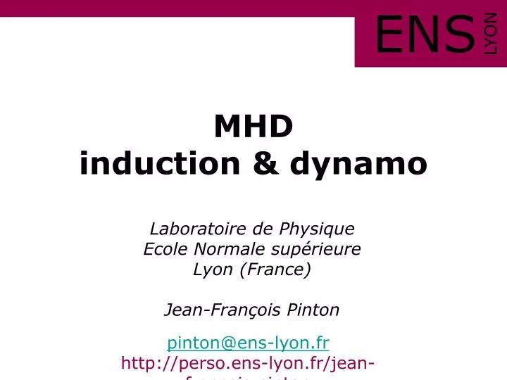 mhd induction dynamo