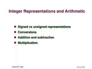 Integer Representations and Arithmetic
