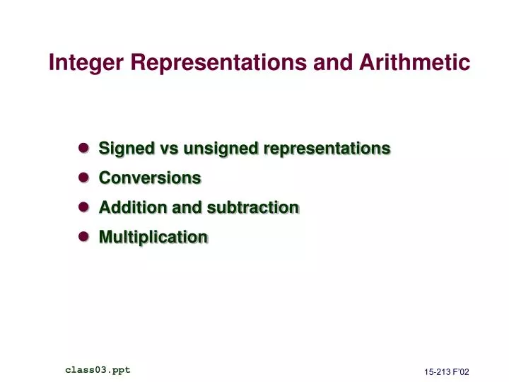 integer representations and arithmetic