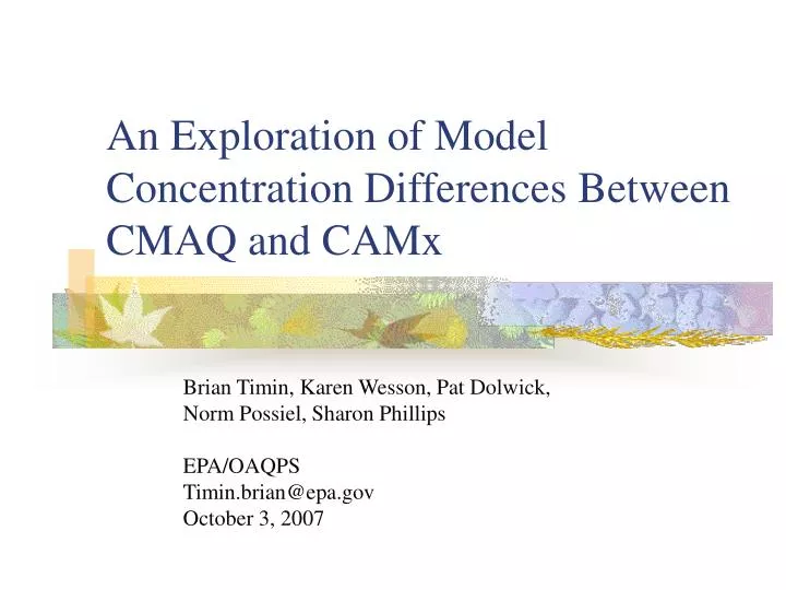 an exploration of model concentration differences between cmaq and camx