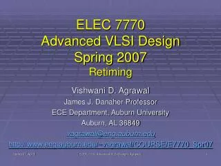 ELEC 7770 Advanced VLSI Design Spring 2007 Retiming